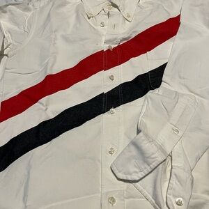 Thom Browne White Shirt with Red and Black Stripes